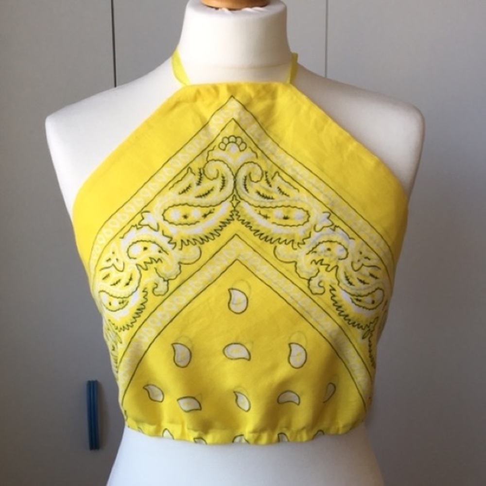 bandanna crop top neck tie/ back tie